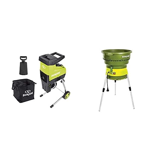 Sun Joe CJ603E 15-Amp 1.7-Inch Cutting Diameter Electric Silent Wood Chipper/Shredder, Green & SDJ616 13-Amp 16:1 Reduction Electric Leaf Mulcher/Shredder, Green