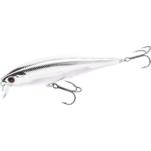 LUCKY CRAFT Pointer 100SR, Jerkbait Side by Side Action Wobbling Freshwater Lake Bass Fishing Bait (074 Chrome)