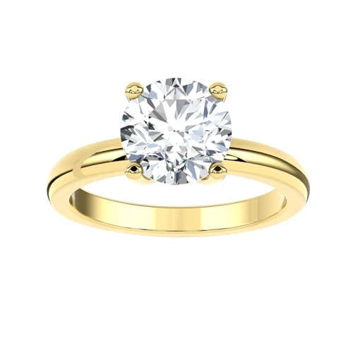 1 Carat - 2 Carat Lab Grown Diamond Solitaire Engagement Ring for Women |14K Yellow Gold Wedding Anniversary Band Ring | E-F Color and VS1 Clarity