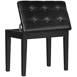 HOOBRO Piano Bench with Padded Cushion and Storage Compartment for Music Sheet, Music Bench, Piano Stool, Vanity Chair, Holds up to 300 lb, 21.9 x 13.6 x 19.3 Inches, Black BB16QD01
