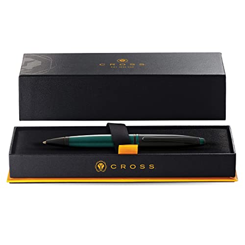 Image of Cross Calais Matte Green & Black Refillable Ballpoint Pen - Medium Point, Black Ink, Smooth Writing, Presented in a Luxury Gift Box