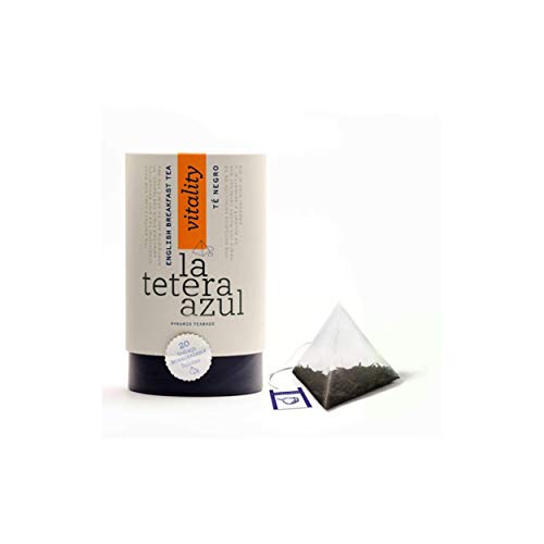 LA TETERA AZUL Té Negro English Breakfast Premium. Infusión Estimulante. Bote De 20 Pirámides.