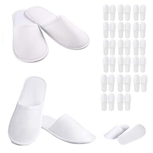 20 Pairs Disposable Closed Toe Spa Non-Slip Slippers Universal Size Perfect for Women and Men for Hotel, Home, Nail Salon, Guests, Party Use, White Cotton Comfortable Velvet