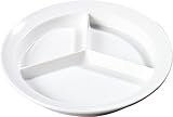 Carlisle FoodService Products Kingline Divided Plate Deep Compartment Plate with 3 Compartments for Home and Restaurant, Melamine, 8.75 Inches, White