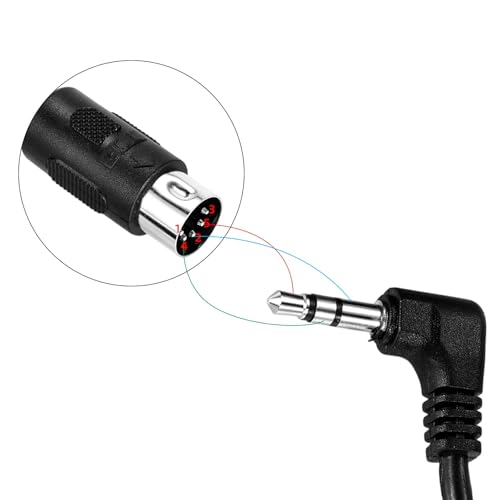 2pcs Type A 3,5 mm/0,14 po TRS pour les hommes 5-Pin DIN MIDI Adaptateur de câble, 1,5m/59po TRS à plusieurs directions 5 Épingle MIDI Câble Jack pour les synthés de clavier & DAW (Noir)