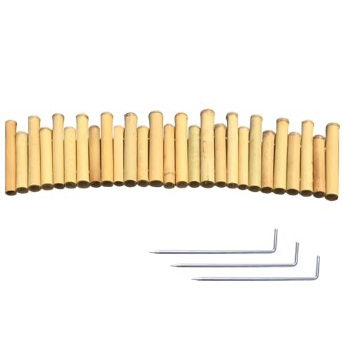 Bamboo Short Fence with Ground Spikes for Fixing, Outdoor Garden Lawn Edging Low Fence for Yard Flower Bed Patio Landscaping, Flexible Decorative Border, 39.37'' L x 5.9''/7.87'' H