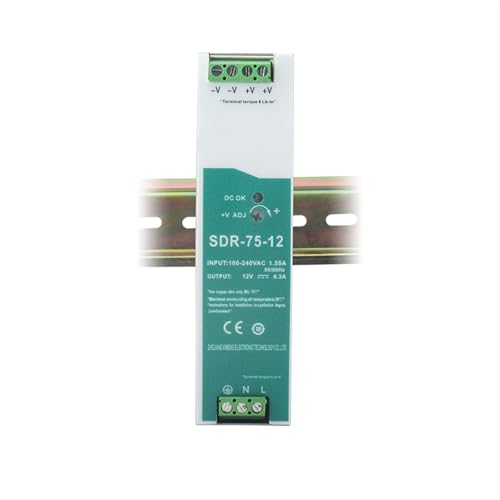 Alimentation SDR-75-12 100-240AC 12V 6.3A 75W transformateur rail DIN