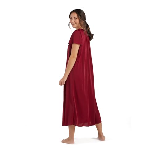 Image of Miss Elaine Nightgown - Women's Long Tricot Nightgown, Short Flutter Sleeves, Comfortable Lightweight Fabric, Sleepwear