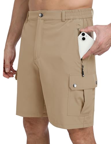 MoFiz Short de Randonnée Homme Shorts Bermuda Cargo Léger Séchage Rapide Shorts de Sport d'extérieur Trekking Montagne Cyclisme avec 5 Poches Kaki Taille...
