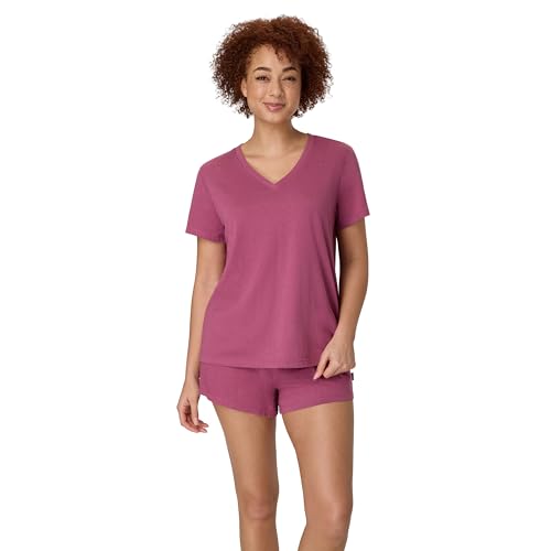 Hanes Women's Originals 2-Piece Lounge Set, Supersoft V-Neck Tee & Sleep Shorts Loungewear Set