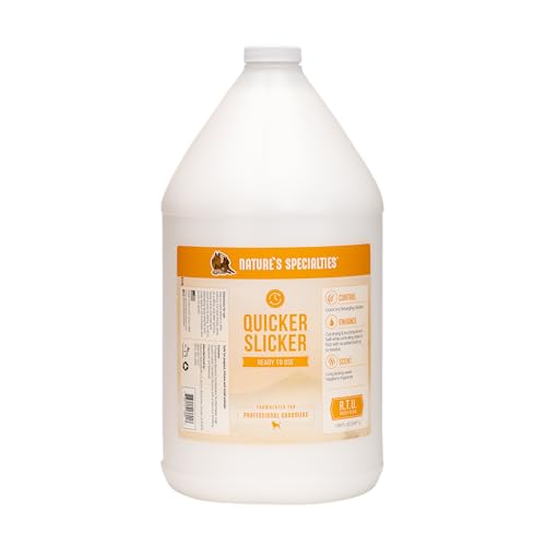 Natures Specialties Quicker Slicker Ready to Use Detangling and Conditioning Spray Natural Choice for Professional Groomers Helps Restore Moisture Made in USA 1 gal