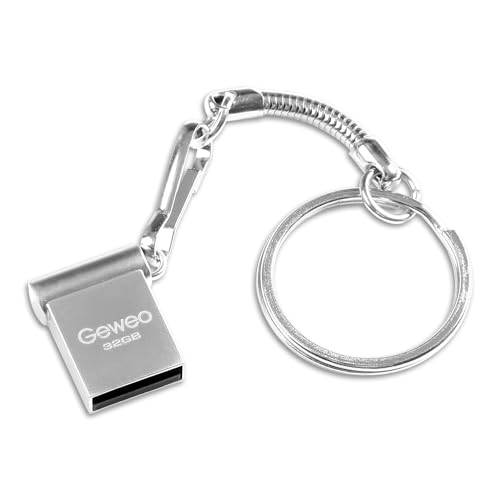 Clé USB 32Go 2.0, Métal Clé USB 32 Giga Mini Clef USB 32GO Imperméable USB 2.0 Pen Drive 32GB avec Crochet pour Ordinateur Portable/PC/Tablette etc (Argent)