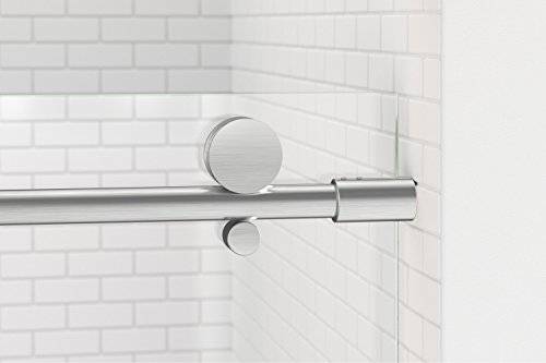 Basco Vinesse Frameless Sliding Shower Door, Fits 45-47 In. Opening, Clear Glass, Brushed Nickel Finish #TOP3