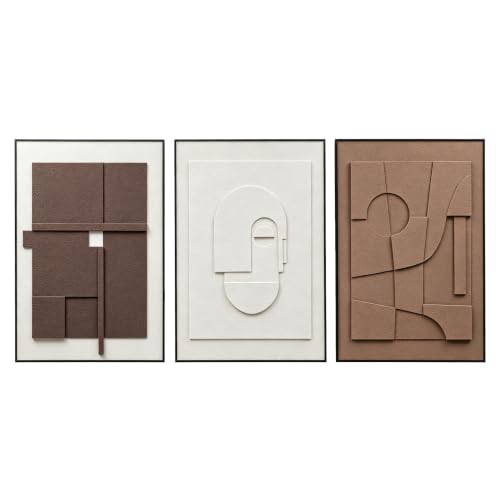 AMAATE 3Pcs 3D Sandstone Relief Wall Art, Black Frame Geometric Decor by AMAATE - Used condition - Image 9
