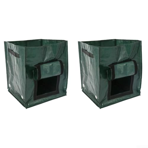 YobiLife Sacchi per piantare patate, quadrati, con porta, 35 cm x 35 cm x 40 cm, impermeabili, in polietilene, confezione da 2 pezzi, per ortaggi, fiori e progetti di piantagione di giardini