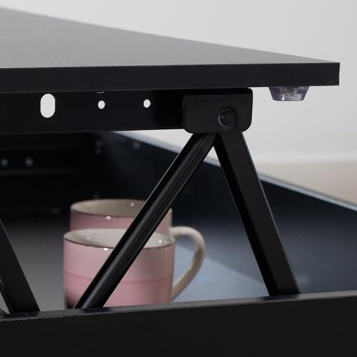 Mesa baja Hedda elevable negra con almacenamiento para salones modernos 7