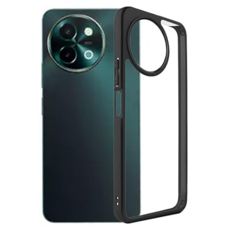 Image of REALCASE Back Cover Case for VIvo T3x 5G / Vivo Y58 5G | Slim Fit Hard PC Back & Soft TPU Bumper | Protective Shockproof Scratch Resistant Case for VIvo T3x 5G / Vivo Y58 5G (Black+Clear)
