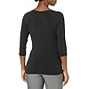 Hanes womens Stretch Cotton Raglan Sleeve Tee Shirt, Black, Large US