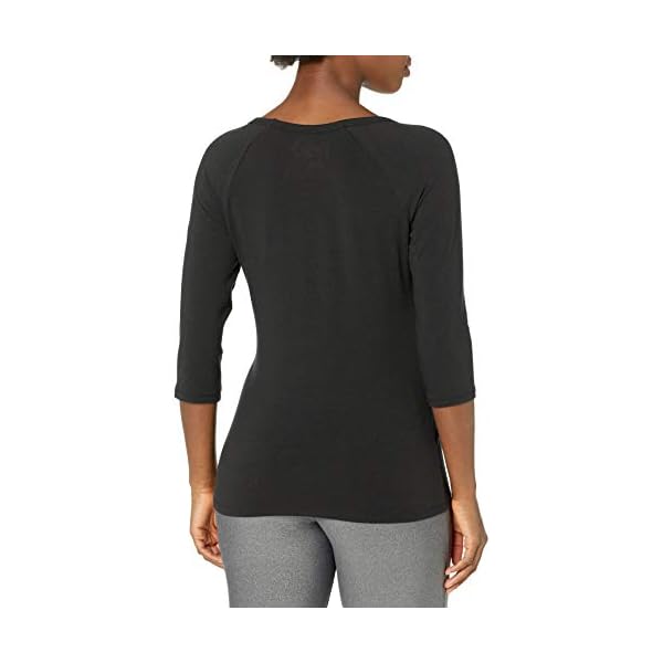 Hanes womens Stretch Cotton Raglan Sleeve Tee Shirt, Black, Large US