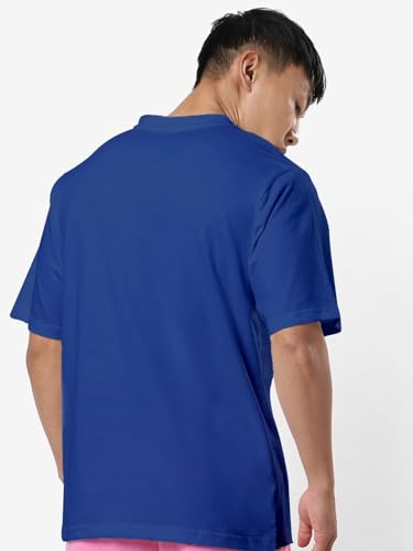 Image of crazymonk Oversized Baggy Fit Drop Shoulder Half Sleeves Round Neck Solid Pure Cotton T-Shirt for Men