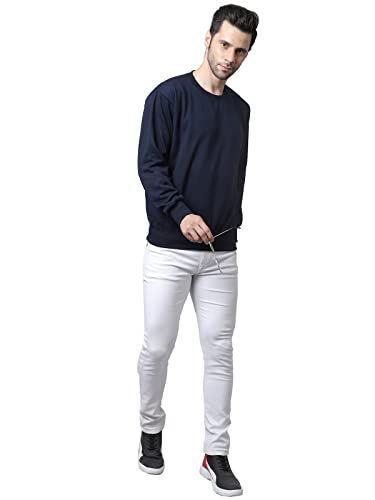 Image of BZR-Men's Fleece Round Neck Regular Sweatshirt (Sw Rrn Black 01-L Black L)(1903)