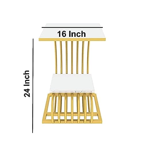Image of Crown Art SHOPEE Modern Bedside Cabinet Table Engineered top Metal Table fo r Living Room, Bedroom,Farm House, Study Industrial Balcony etc