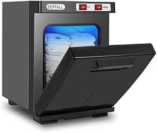 DEPFALL Mini Hot Towel Warmer, 5L Small Hot Towels Cabinet, 2-in-1 Spa Towel Warmers for Facials, Bathroom, Barber, Salon, Esthetician, Beauty, Upgrade Fast Heating Aluminum Interior, Black