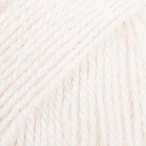 65% Wool 35% Alpaca Yarn, Drops Flora, 1 or Superfine, Fingering Weight, 4 ply, 1.8 oz 230 Yards per Ball (02 White)