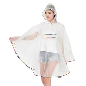 UOCAI Manteau de pluie réutilisable, portable, unisexe, avec cordon de serrage, capuche, pour adulte, vélo, randonnée, camping, pêche