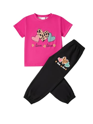 Image of Toddler Girl 2PC Summer Clothing Letter Graphic Print T-shirt Top and Jogger Pants Clothes Set