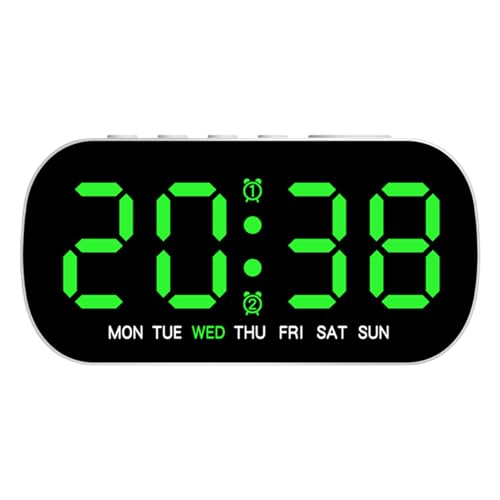 Reloj de mesa digital - Pantalla LED, alarma de fecha de hora | Reloj de escritorio electrónico portátil con brillo ajustable, dispositivo de alarma de cabecera para dormitorio, dormitorio, uso