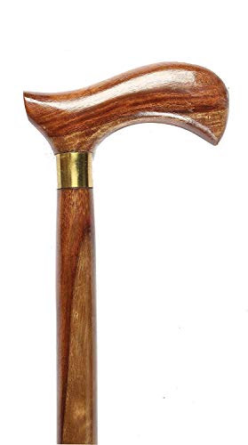 Image of PHYSIQO® Sheesham Wood Walking Stick for Men & Women | 36 Inch Solid Wooden Cane for Senior Citizens | Orthopedic Support Stick with Rubber Base | Elegant Handcrafted Finish