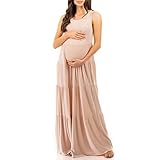 Women's Sleevless Ruched Maternity Dress with Pockets by Mother Bee - Made in USA