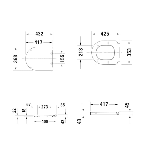 Duravit WC-Sitz Univavo, WC-Sitz D-shaped, Klobrille mit doppelter Absenkautomatik, Toilettendeckel Quick Release für einfache Montage… – Ansicht 6