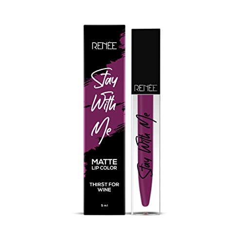 Image of RENEE Stay With Me Matte Lipstick - Thirst For Wine l Transfer Proof, Smudge & Waterproof | Long Stay l Highly Pigmented l Velvety, Matte Finish l Enriched with Vitamin E l Travel Friendly l 5 ml