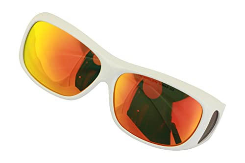 V.W.E. Polarized Fit Over Glasses Sunglasses 63mm Rectangular Frame White Black Mirror4