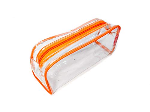 Image of iShine Multipurpose Travel Morning Zipper Pouch for Men and Women Transparent Medium (Pack of 2, Orange)