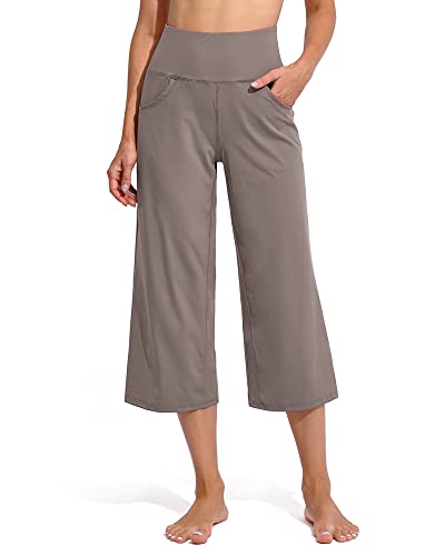 Image of Promover 14 inch /21 inch /23 inch /25 inch Inseam Capri Pants for Women Wide Leg Yoga Cropped Pants with Pockets Loose Casual Summer Pant