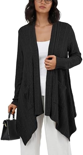 GRECERELLE Cardigan for Women Casual Long Sleeve Open Front Drape...