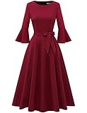 Fit and Fare Midi Dresses for Women 3/4 Sleeve Modest Dress for Church Formal Dresses for Women Even