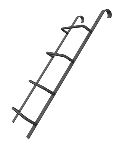 4-Rung Window Well Ladder Heavy Duty Steel Basement Egress Ladder Fire Escape for Emergency Home Safety(45.2 Lx17.9 W Hooked Matte Black)