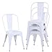 N/Q - Set di 4 sedie per sala da pranzo, stile industriale, in metallo, impilabili, per interni ed esterni, colore: Bianco