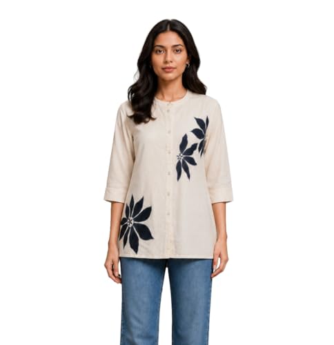 Tunique en pur coton de qualité supérieure, kurti brodé fini main Ladyline