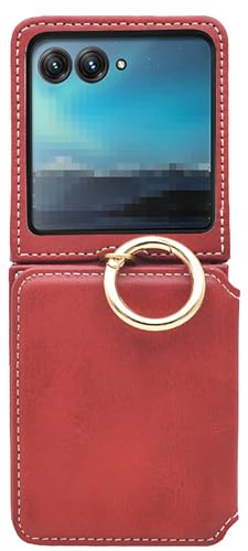 CYBERGARAGE�EFor Razr 60/60s/60d �P�[�X �ϏՌ� �J�o�[ PU���U�[ �܂肽���݌^ ��̌^�����O�t�� �J�[�h���[�t�� �X�^���h�@�\ �X�g���b�v�� �V���v�� ������ ���g���[�� ���[�U�[60 / �E���g��(���b�h)