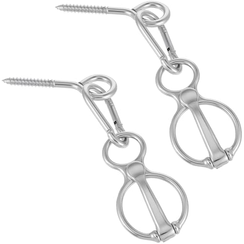 kenaeooe 2 Sets Horse Tie Ring with Eye Bolts and Snaps Zinc Alloy Horse Tack and Supplies for Trailers Training