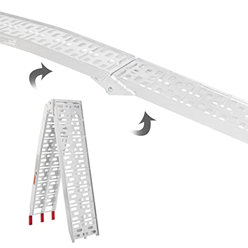 TRIBLE SIX 2Pcs 7.5\' Folding Loading Ramp Truck Trailer Portable Ramps 1500lbs Capacity Lightweight Ramps for ATV UTV Motorcycle Lawn Mower Pickup Trucks Snow Blower