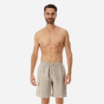 Linen Bermuda Shorts Cargo Pockets