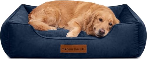 Image of Modern Threads Luxury Dog Bed - Comfortable Tufted Velvet Cushion for Small to Large Dogs - Machine Washable - Durable & Cute Sleep Space for Pets - Pamper Your Pet with Cozy Beds - Denim