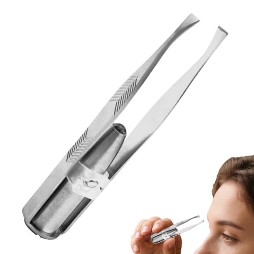 Pinzas con luz LED | Pinzas de cejas inclinadas para depilación, herramientas de maquillaje cosmético para cejas no deseadas
