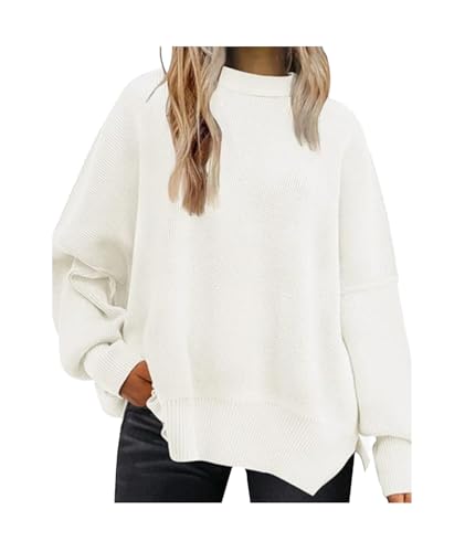 Image of SEMATOMALA Women's Oversized Plain Batwing Sweaters Fall Winter Crewneck Trendy Pullover Knit Jumper Tops